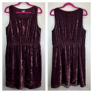 J. Jill L silk blend purple crushed Velvet Dress sleeveless elastic waist EUC